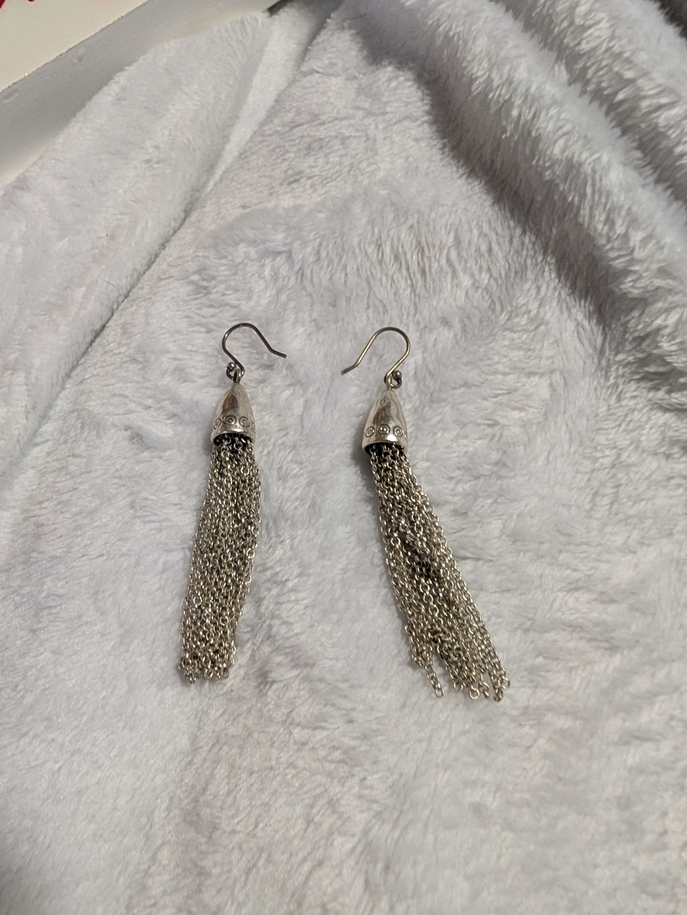 Lucky Brand Silver-Tone Tassel Fringe Dangle Earrings